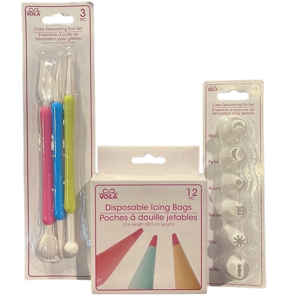 3 Piece Cake Decorating Tool Set:Ball Tools,Pen,Knife,& Needle Tools,Icing Bag